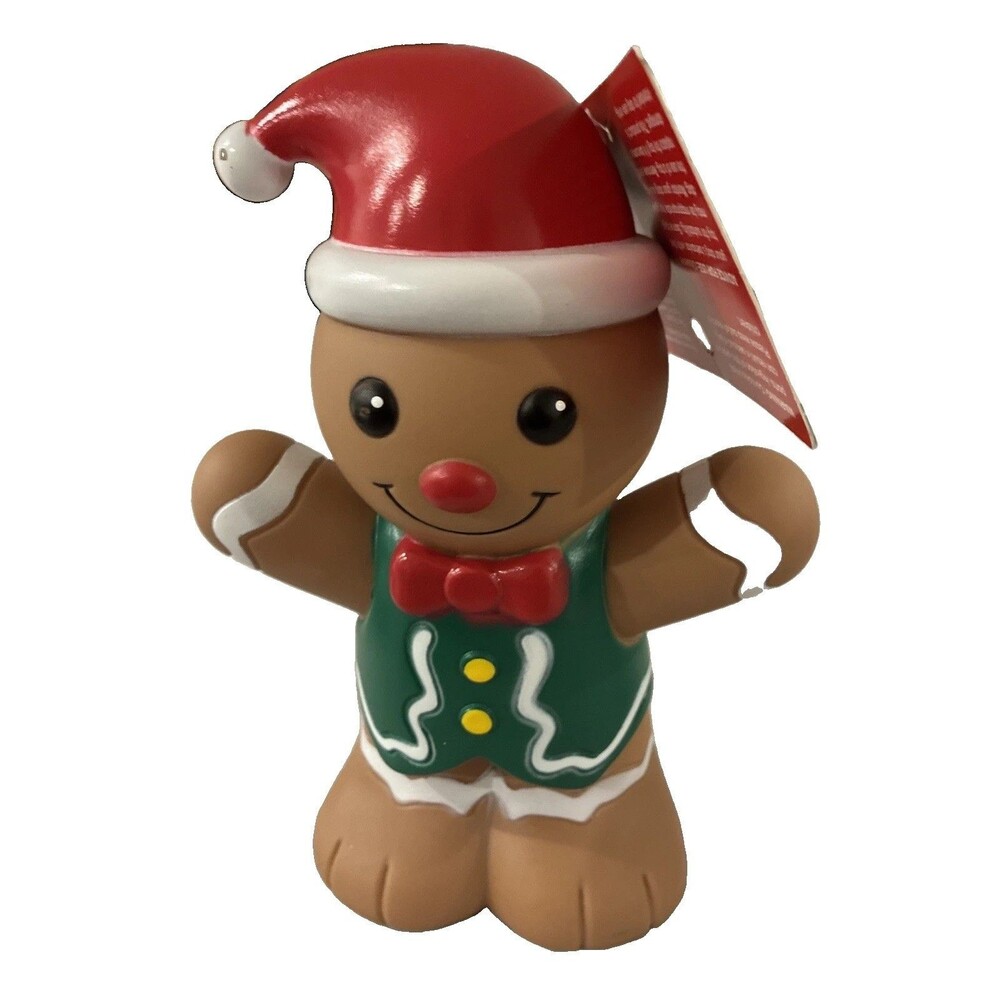 Merry Bright Snow Big Gingerbread Dog Toy XL Vinyl Squeaky Christmas Holiday NWT